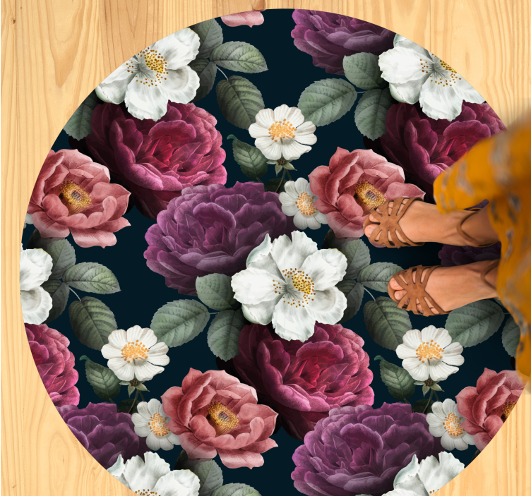 Graceful Botanical Composition flower vinyl rug - TenStickers