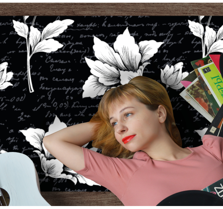 Graceful Botanical Element flower vinyl rug - TenStickers