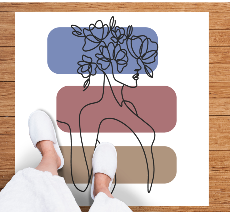 Graceful Botanical Outline minimalist vinyl rug - TenStickers