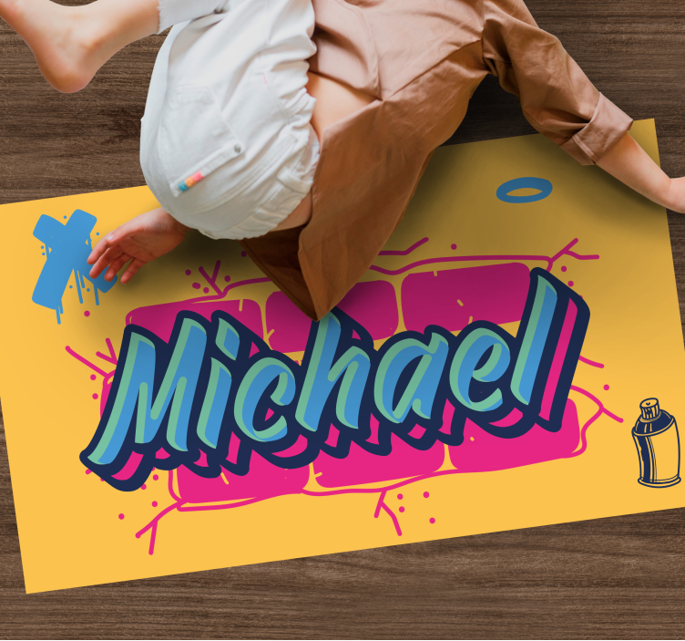 Graffiti custom name vinyl rug - TenStickers
