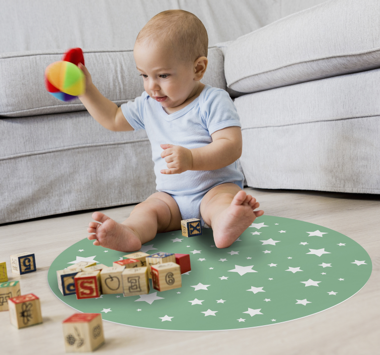 Green Stars kids vinyl rug - TenStickers