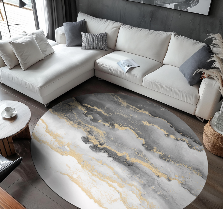 Grey with golden details marble vinyl rug - TenStickers