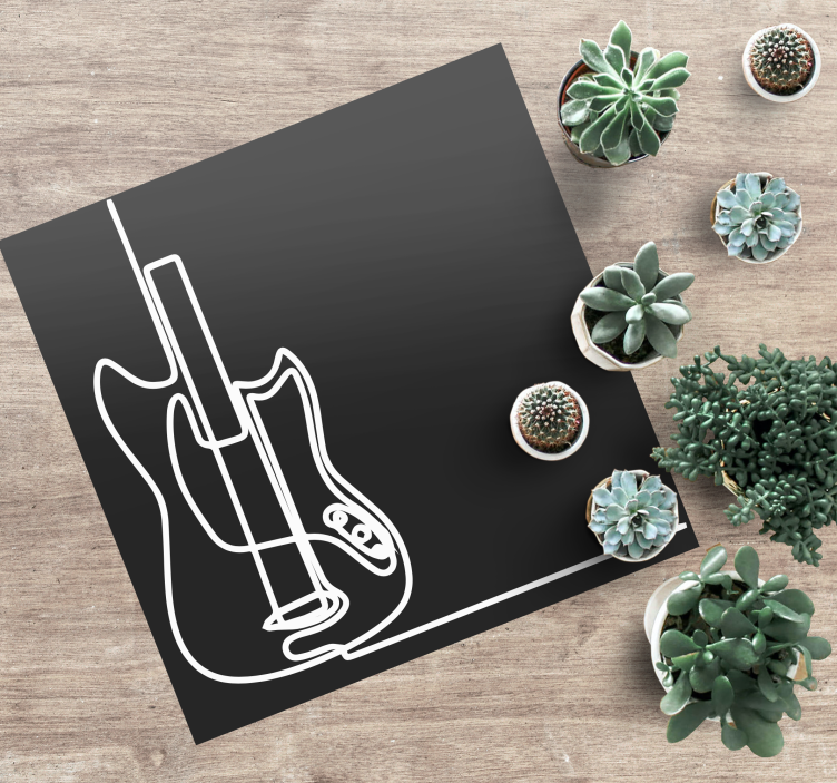 Guitar Outline Art teenager vinyl rug - TenStickers