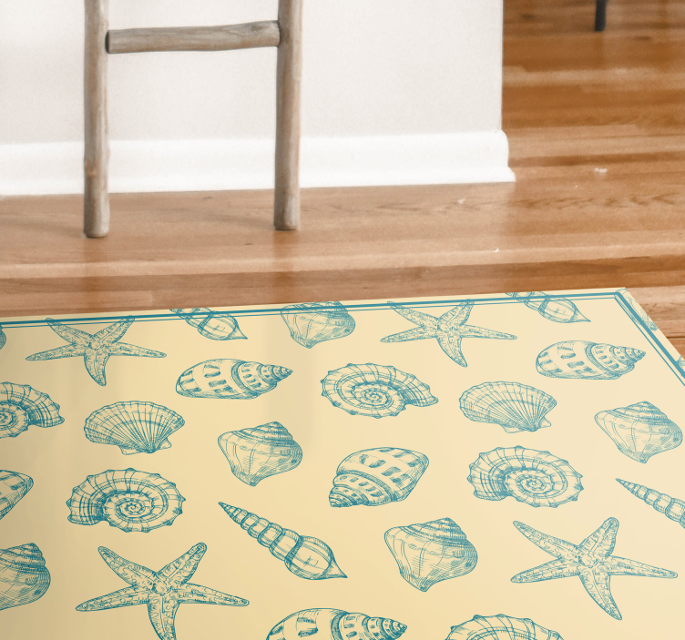 Hand draw seashells and starfish animal rug - TenStickers