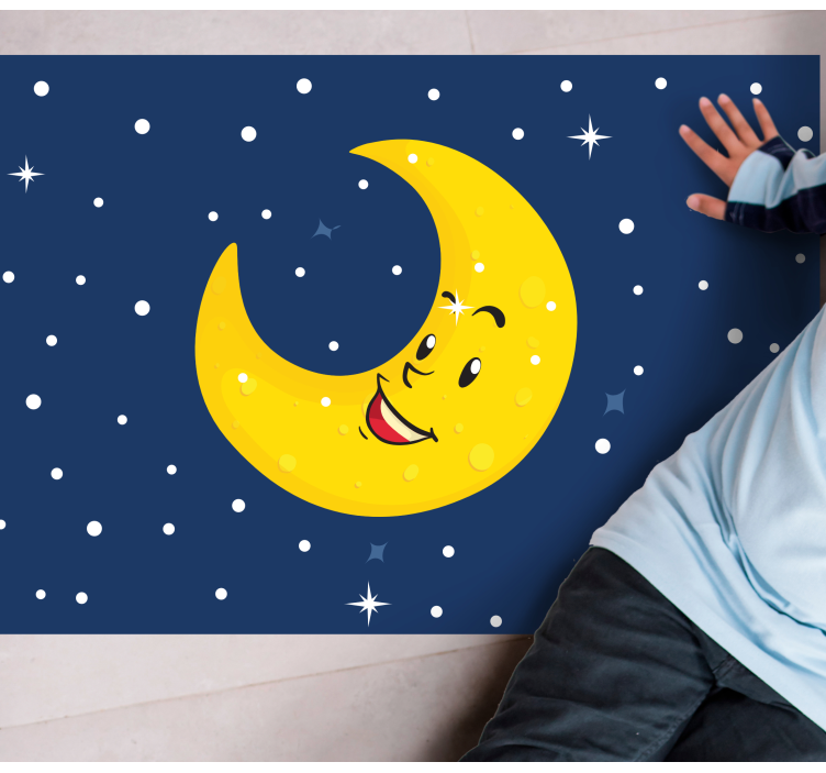 Happy Moon Smiling nursery vinyl rug - TenStickers