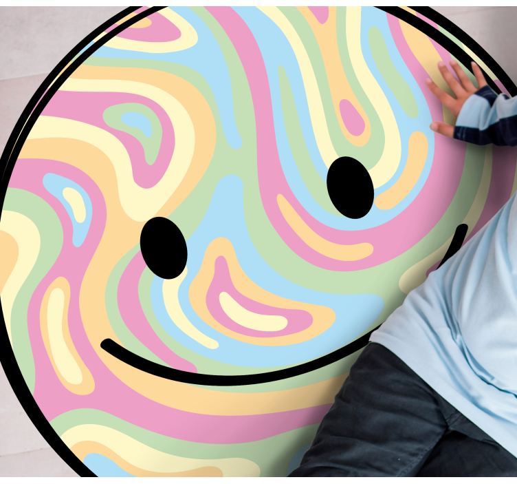 Happy Smile Circle teenager vinyl rug - TenStickers