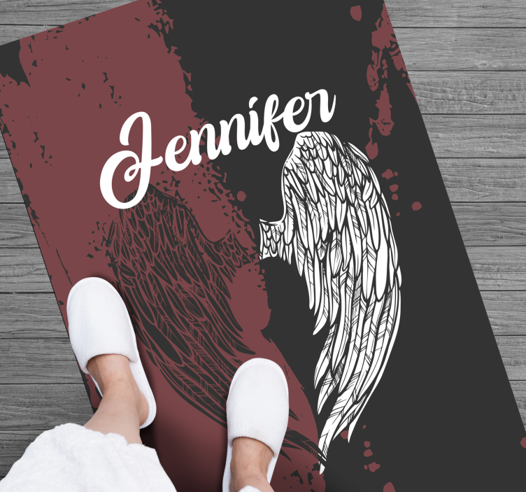 Heart wings with name teenager vinyl rug - TenStickers