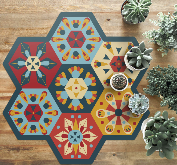Hexagon coloured tiles tile carpet - TenStickers