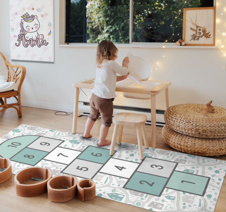 Hopscotch Play Area gaming vinyl rug - TenStickers