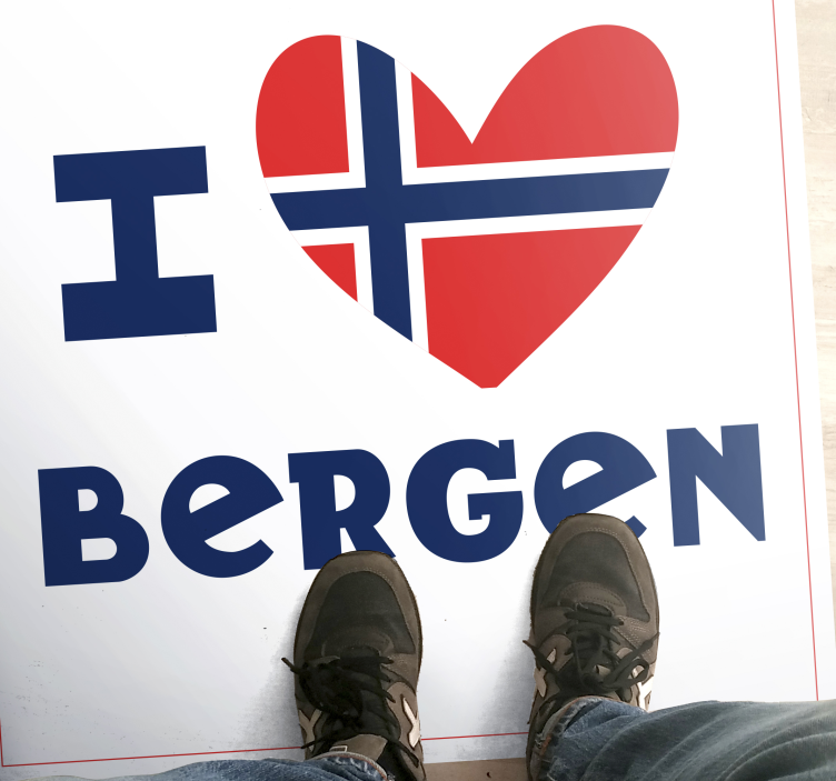 I love Bergen Norway heart nordic vinyl rug - TenStickers