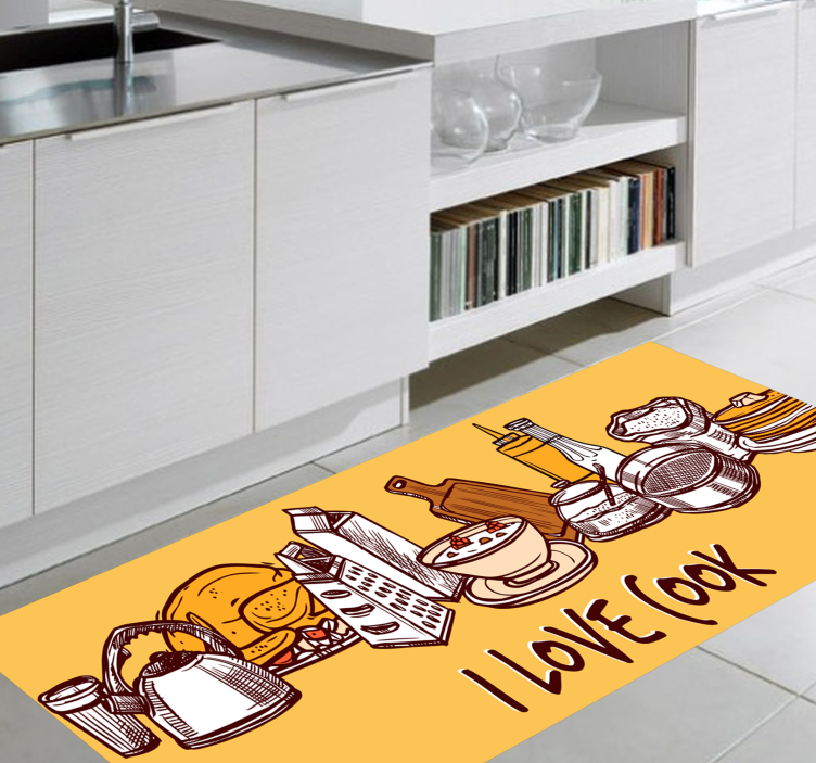 I Love Cook kitchen vinyl rug - TenStickers
