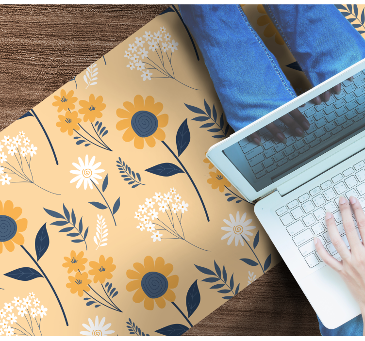 Joyful Botanical Arrangement flower vinyl rug - TenStickers