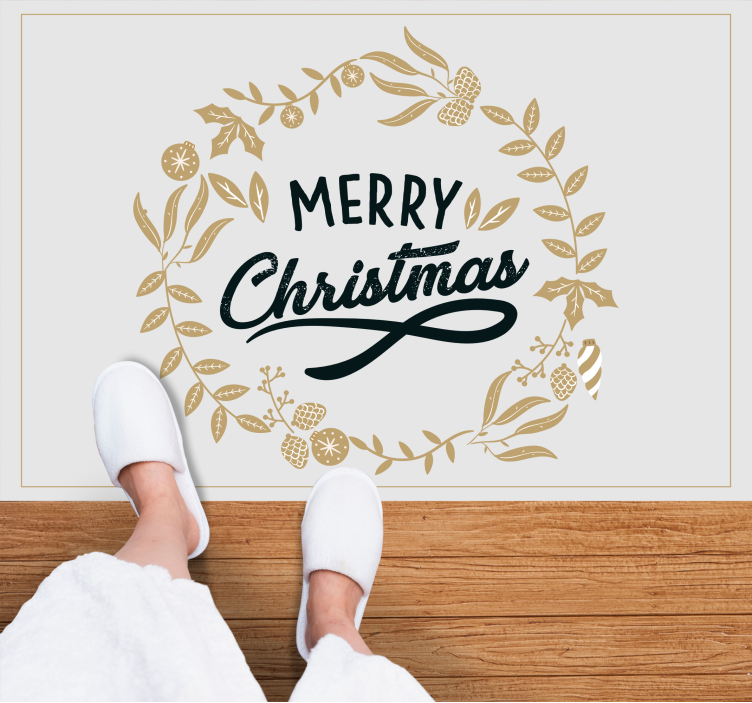 Joyful golden salutation christmas vinyl rug - TenStickers