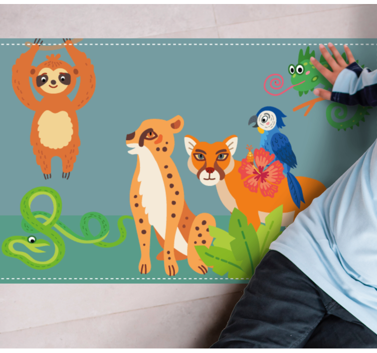 Jungle creature play area animal vinyl rug - TenStickers