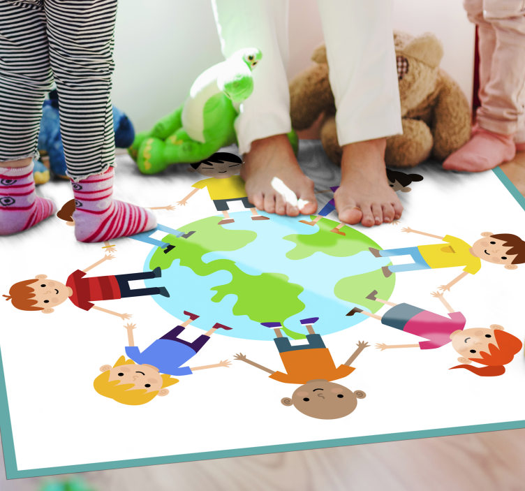 World holding hands vinyl rug - TenStickers