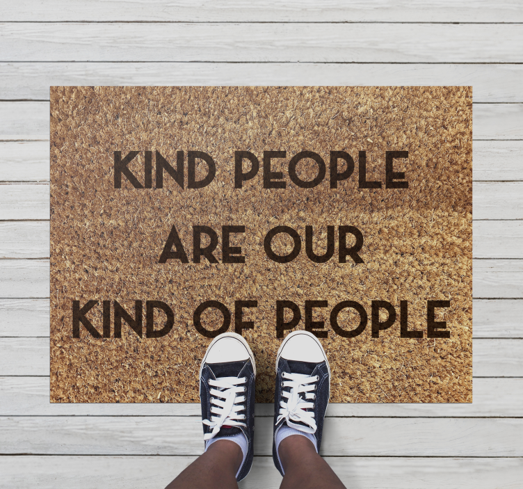 Kind people welcome entrance hall vinyl rug - TenStickers