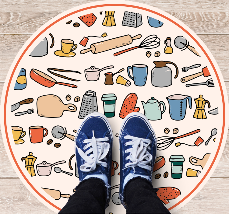 Kitchen vinyl rug for kitchen utensil collection - TenStickers