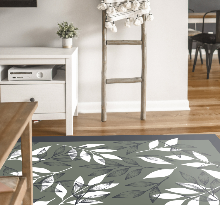 Leafy Botanical Pattern flower vinyl rug - TenStickers