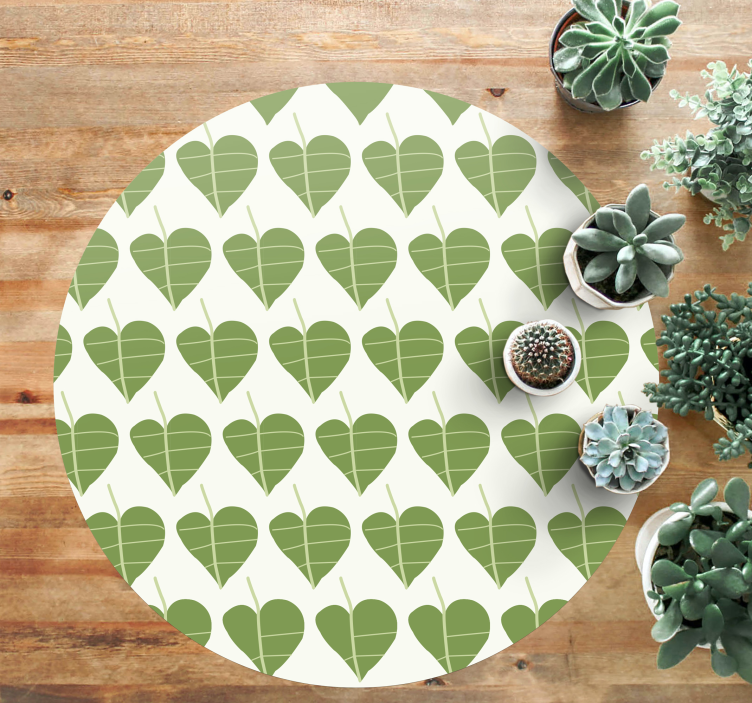 Leafy Heart Pattern circular vinyl rug - TenStickers