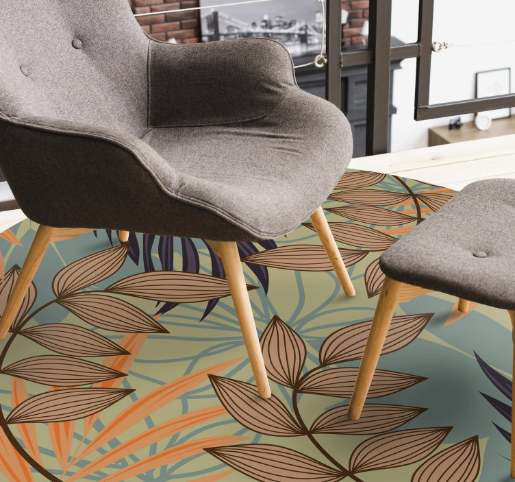 Leaves on branches floral vinyl rug - TenStickers