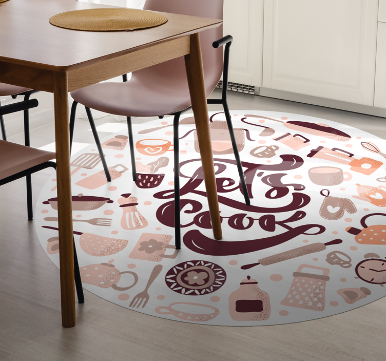 Let's Cook Theme kitchen vinyl rug - TenStickers