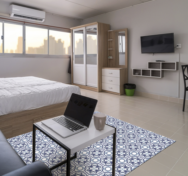 Amazing light blue tiles vinyl bedroom rug - TenStickers