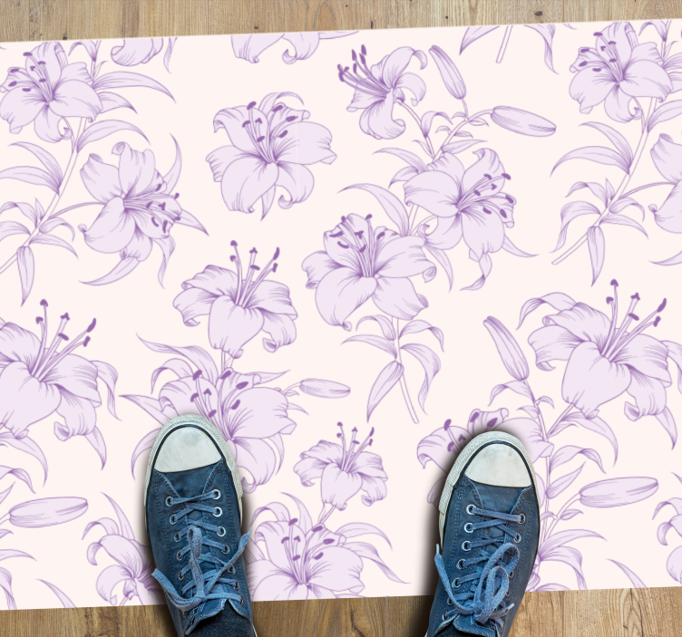 Lilac Floral Pattern flower vinyl rug - TenStickers