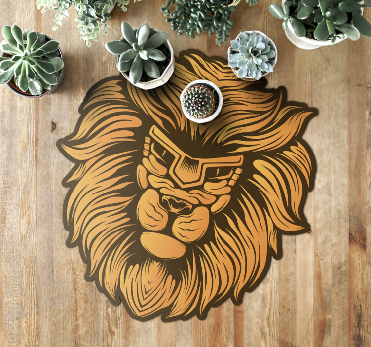 Lion Portrait Illustration animal vinyl rug - TenStickers