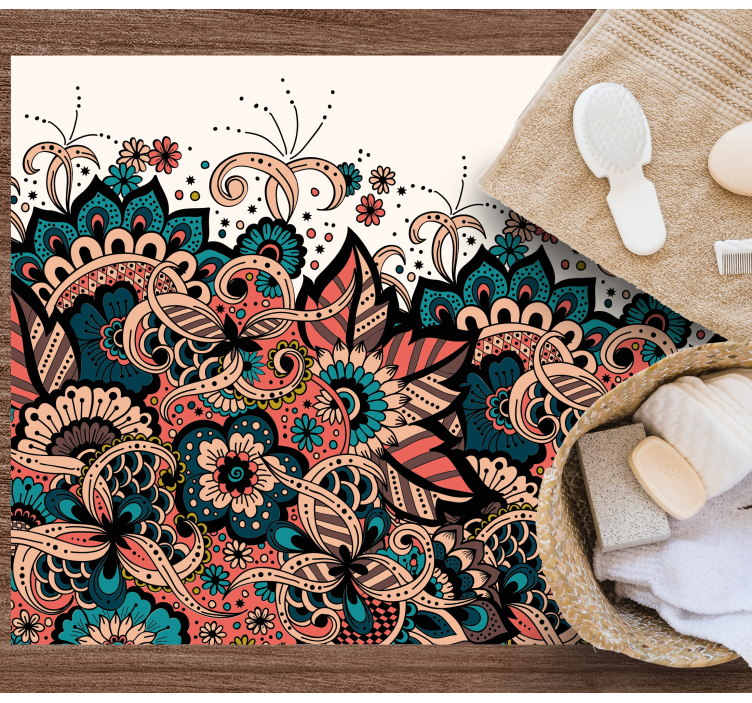 Lively Floral Elements mandala vinyl rug - TenStickers