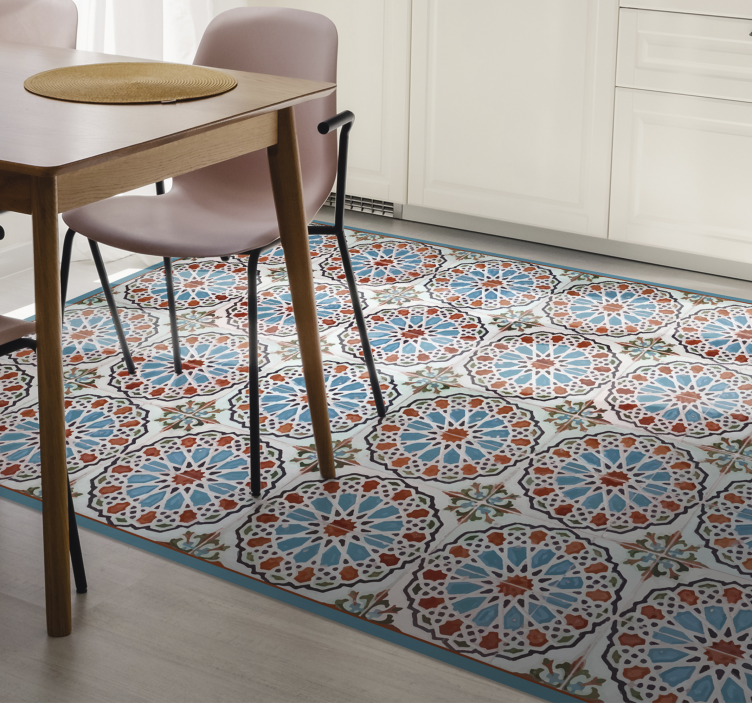 Lively tiles kitchen vinyl rug - TenStickers