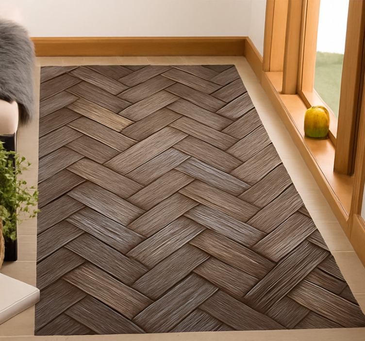 Living room vinyl rug braided wood design - TenStickers