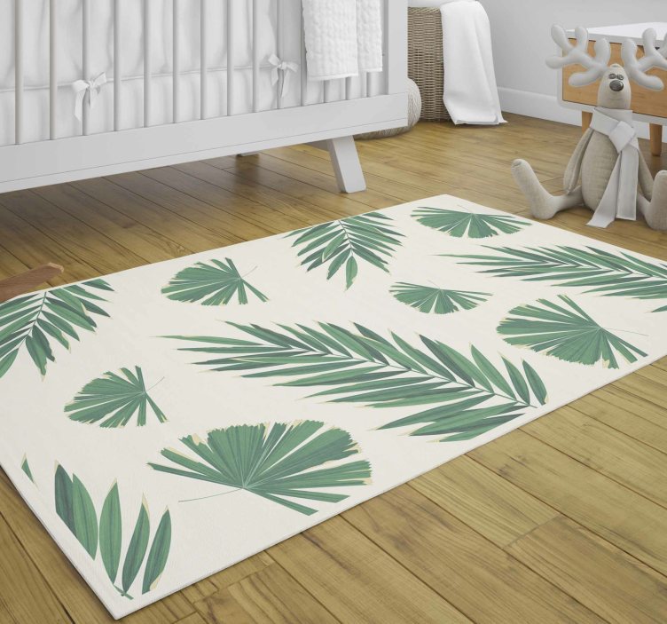 LUSH GREEN LEAVES nature vinyl rug - TenStickers