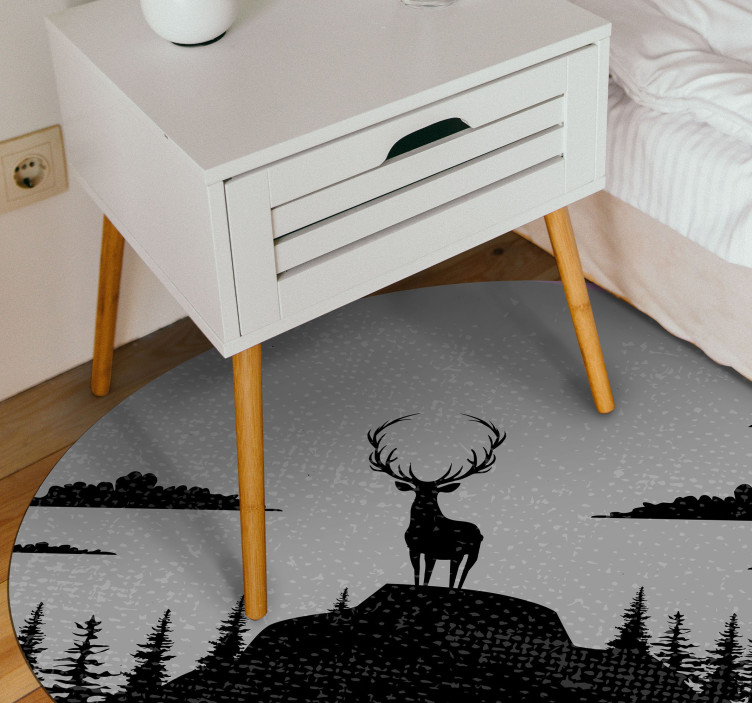 Majestic Deer Silhouette nature vinyl rug - TenStickers
