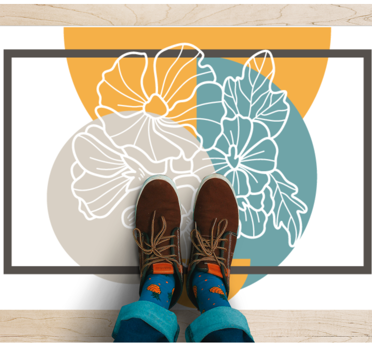 MODERN FLORAL ACCENT flower vinyl rug - TenStickers
