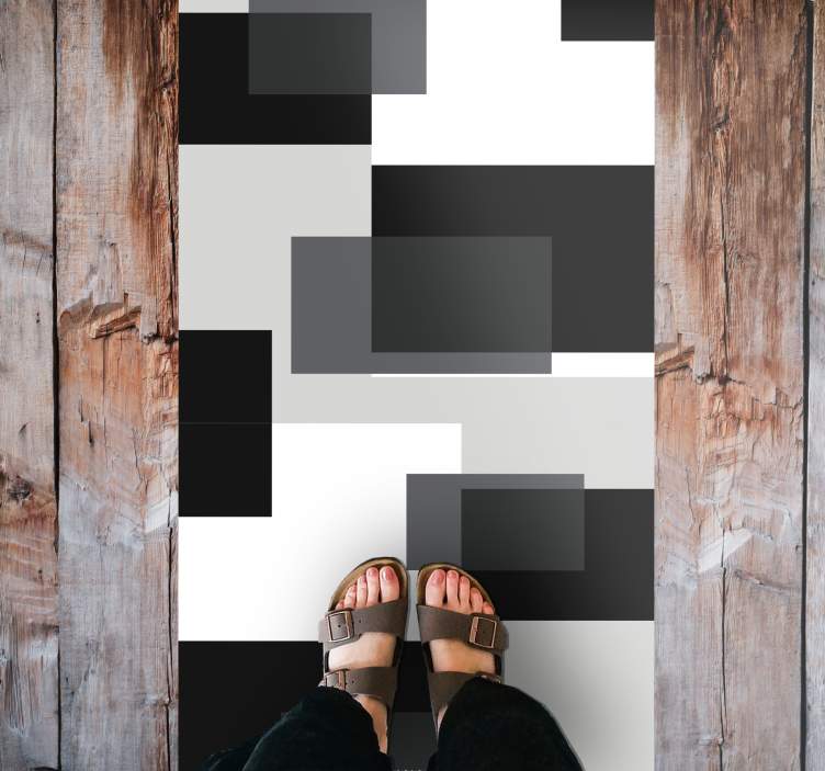 Modern vinyl rug in abstract blocks design - TenStickers