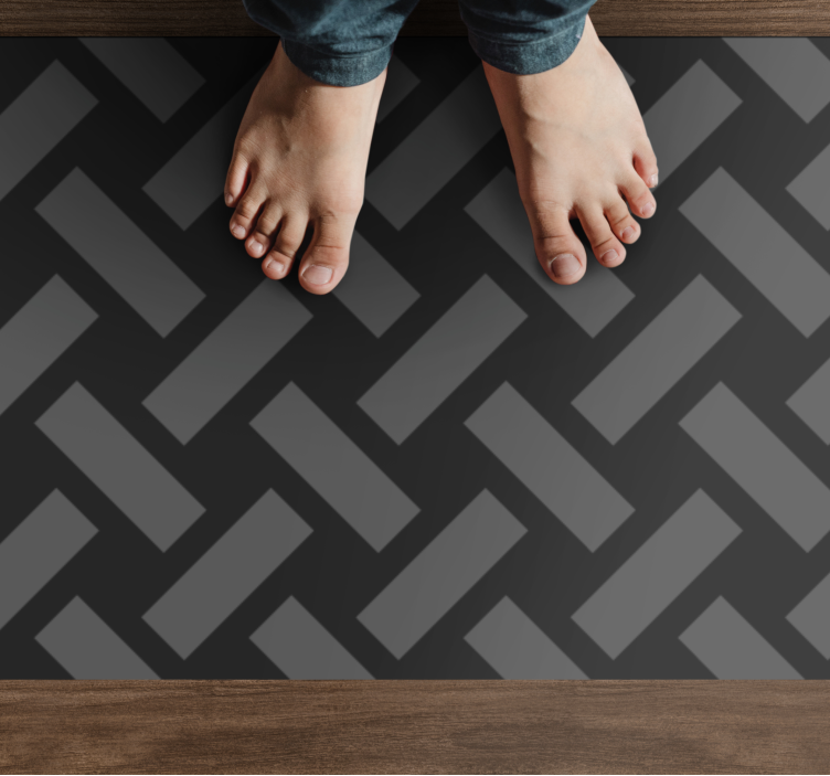 Monochrome Herringbone geometric vinyl rug - TenStickers