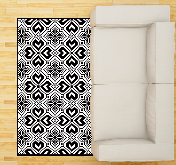 Monochrome Tribal Pattern geometric vinyl rug - TenStickers