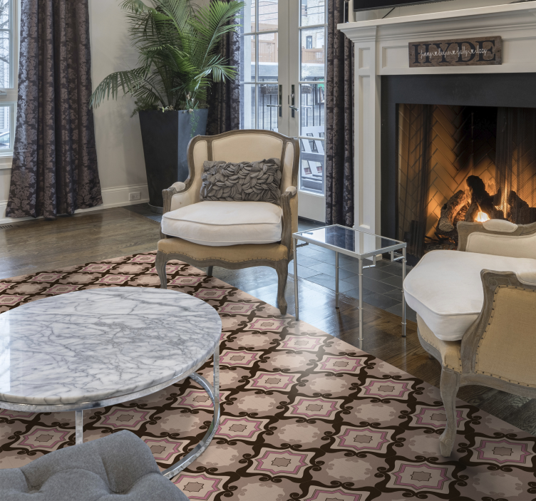 Mosaic Tile Pattern living room vinyl rug - TenStickers