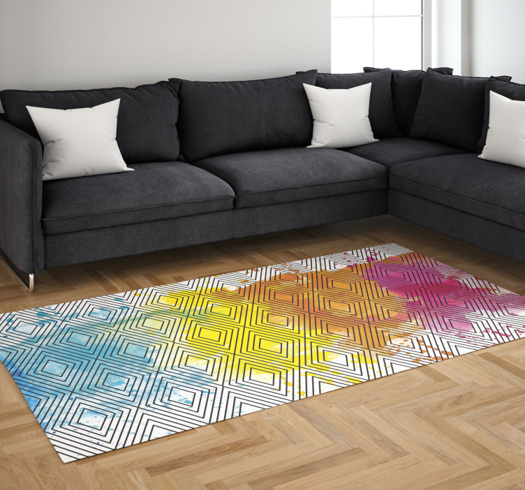 Multicolor Geometric Pattern modern vinyl rug - TenStickers