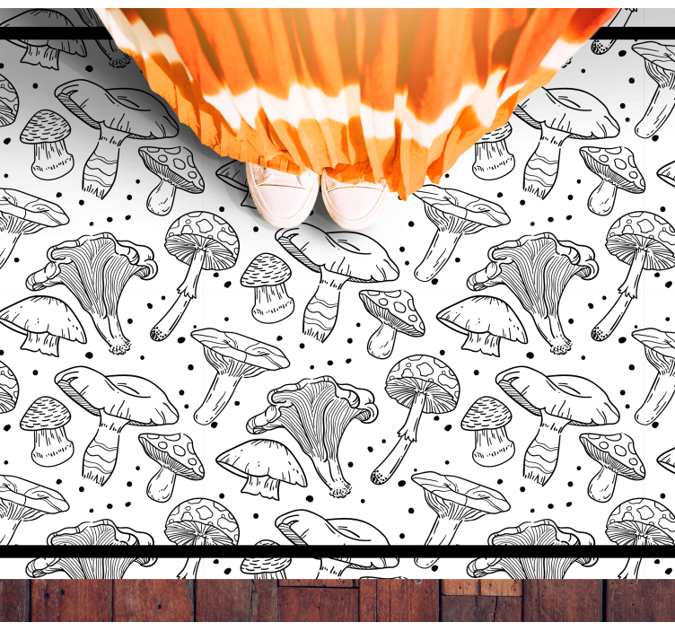 Mushroom Motifs nature vinyl rug - TenStickers