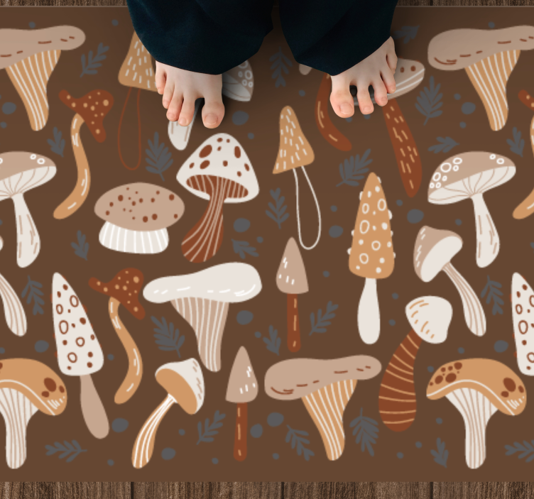 Mushroom Patterns nature vinyl rug - TenStickers