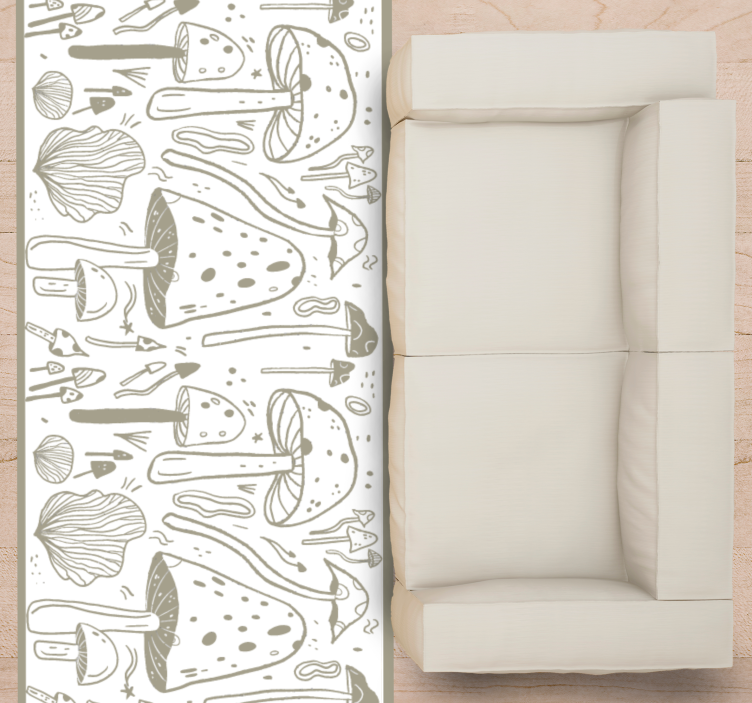 Mushroom sketches flower vinyl rug - TenStickers
