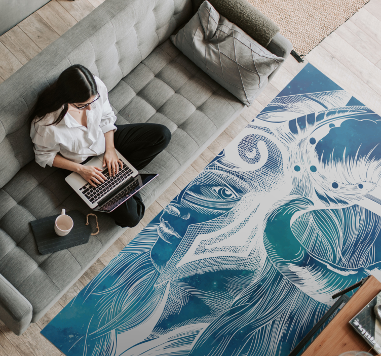 Mythical Caprine Illustration animal vinyl rug - TenStickers