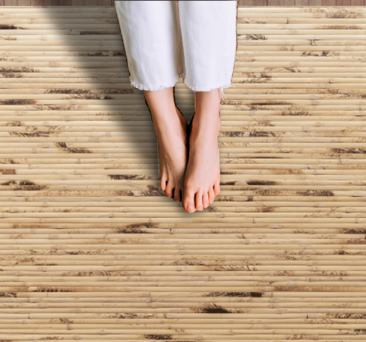 Natural bamboo effect wood vinyl rug - TenStickers