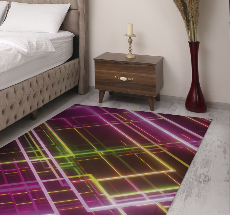 Neon Line Art modern vinyl rug - TenStickers