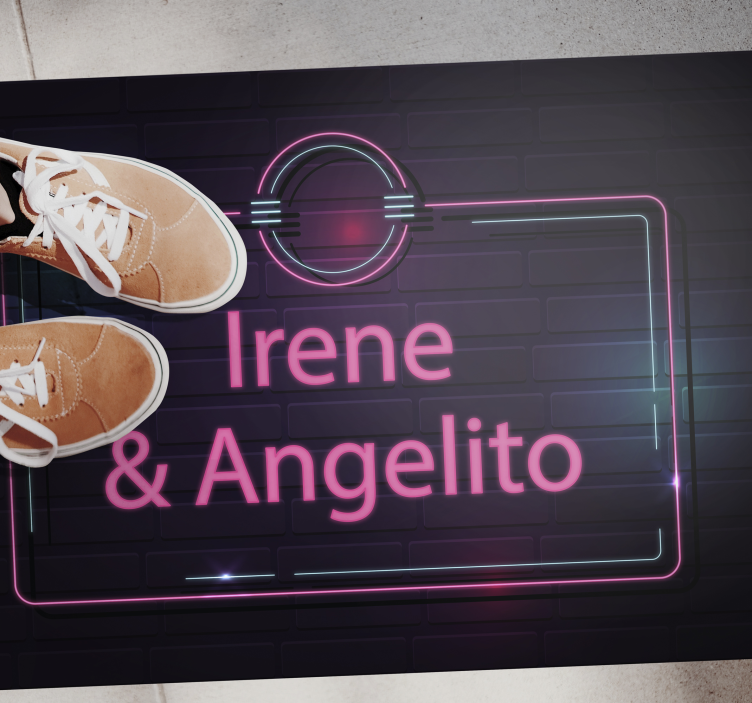 Neon couple names teenager vinyl rug - TenStickers