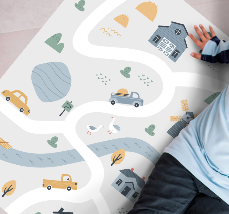 Nordic gray road baby play mat - TenStickers