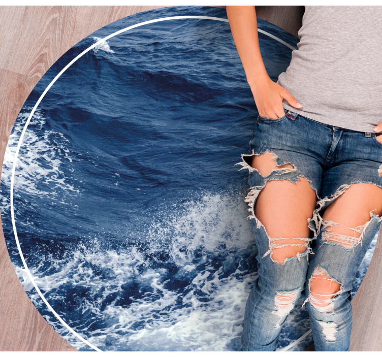 Ocean Wave Motion circular vinyl rug - TenStickers
