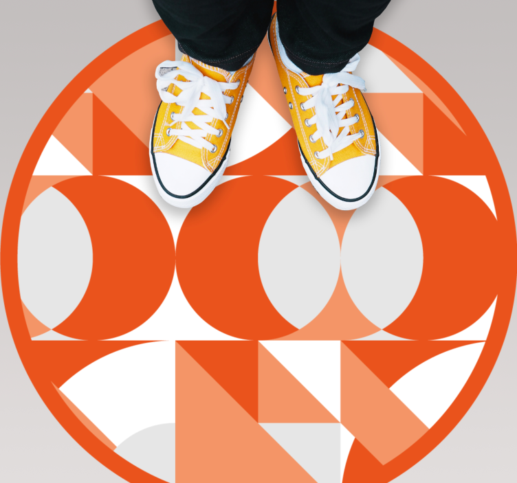 Orange retro patterns geometric vinyl rug - TenStickers