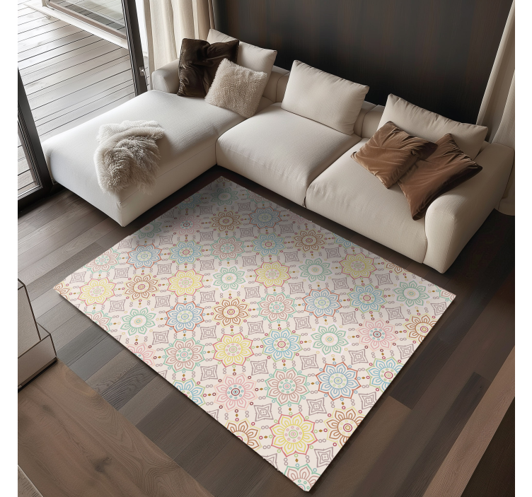 Geometric Mandala Pattern flower vinyl rug - TenStickers